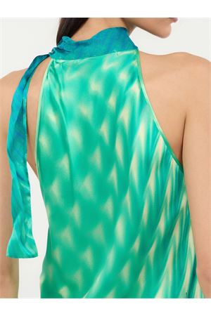 Green Optical Glass Printed Silk Top ROBERTO CAVALLI | UKT600RYN4704000